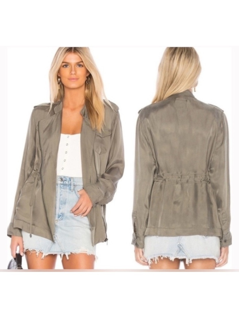 Rails Miles Utility Zip cargo jacket sage green military fall jacket S